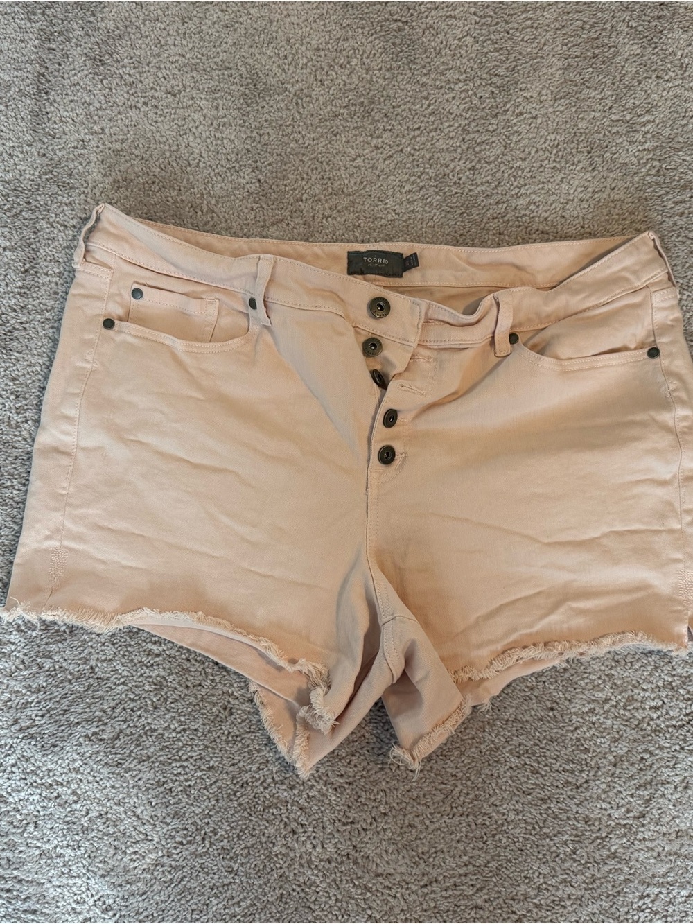 torrid Blush Pink Button-Front Frayed Denim Shorts